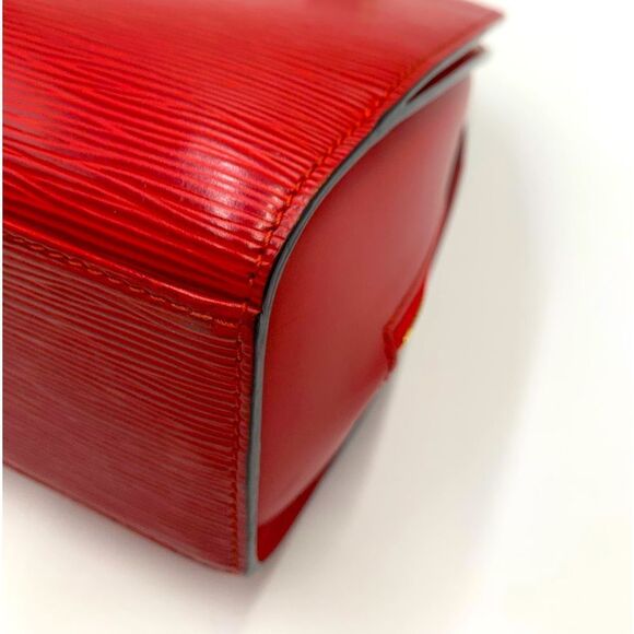 Auth Louis Vuitton Vtg Castilian Red Epi Leather Pont Neuf PM Handbag Tote Purse - Picture 8 of 16